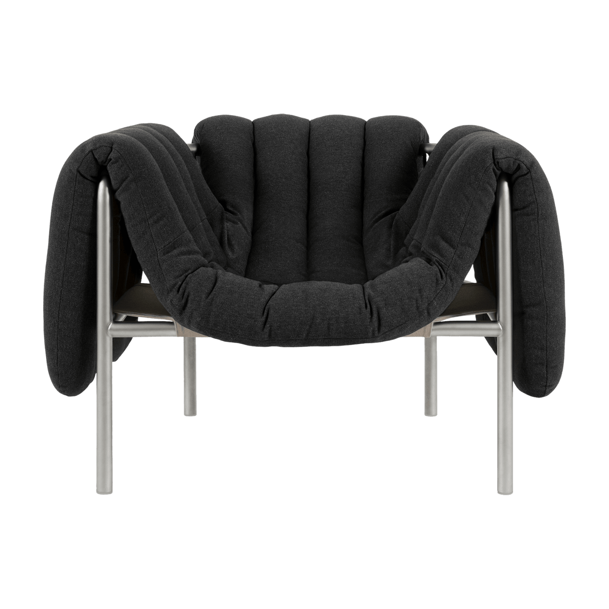 Fauteuil lounge en coton anthracite et acier Puffy - Hem - The Cool Republic