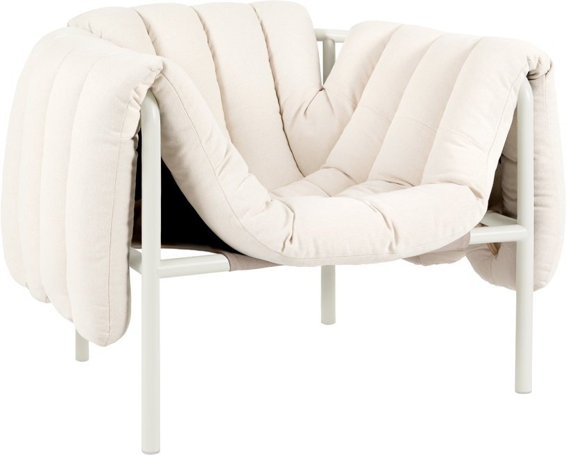 Fauteuil lounge en coton naturel et acier crème Puffy - Hem - The Cool Republic