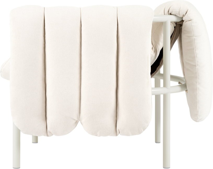 Fauteuil lounge en coton naturel et acier crème Puffy - Hem - The Cool Republic