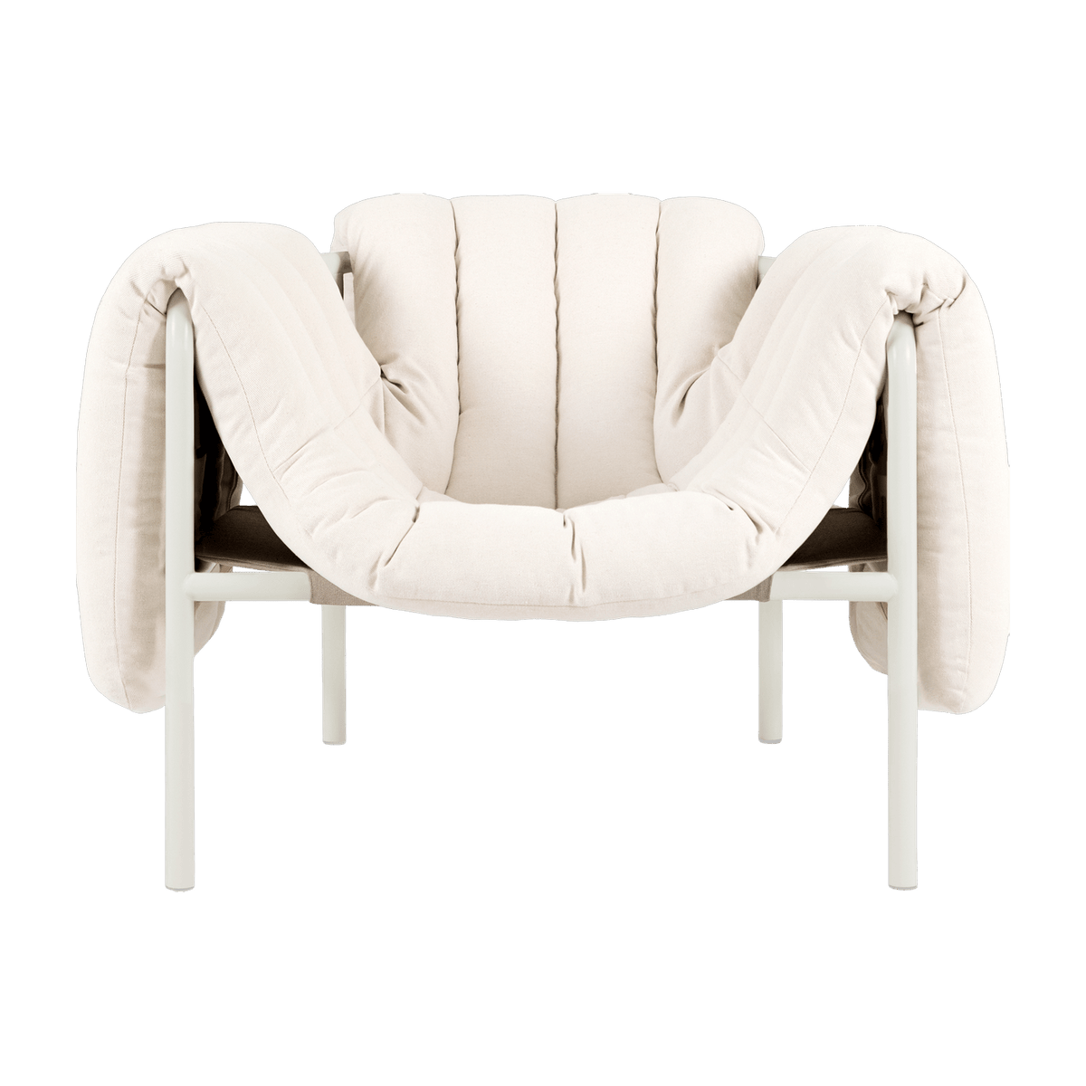Fauteuil lounge en coton naturel et acier crème Puffy - Hem - The Cool Republic