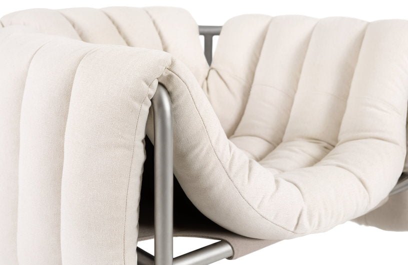 Fauteuil lounge en coton naturel et acier Puffy - Hem - The Cool Republic