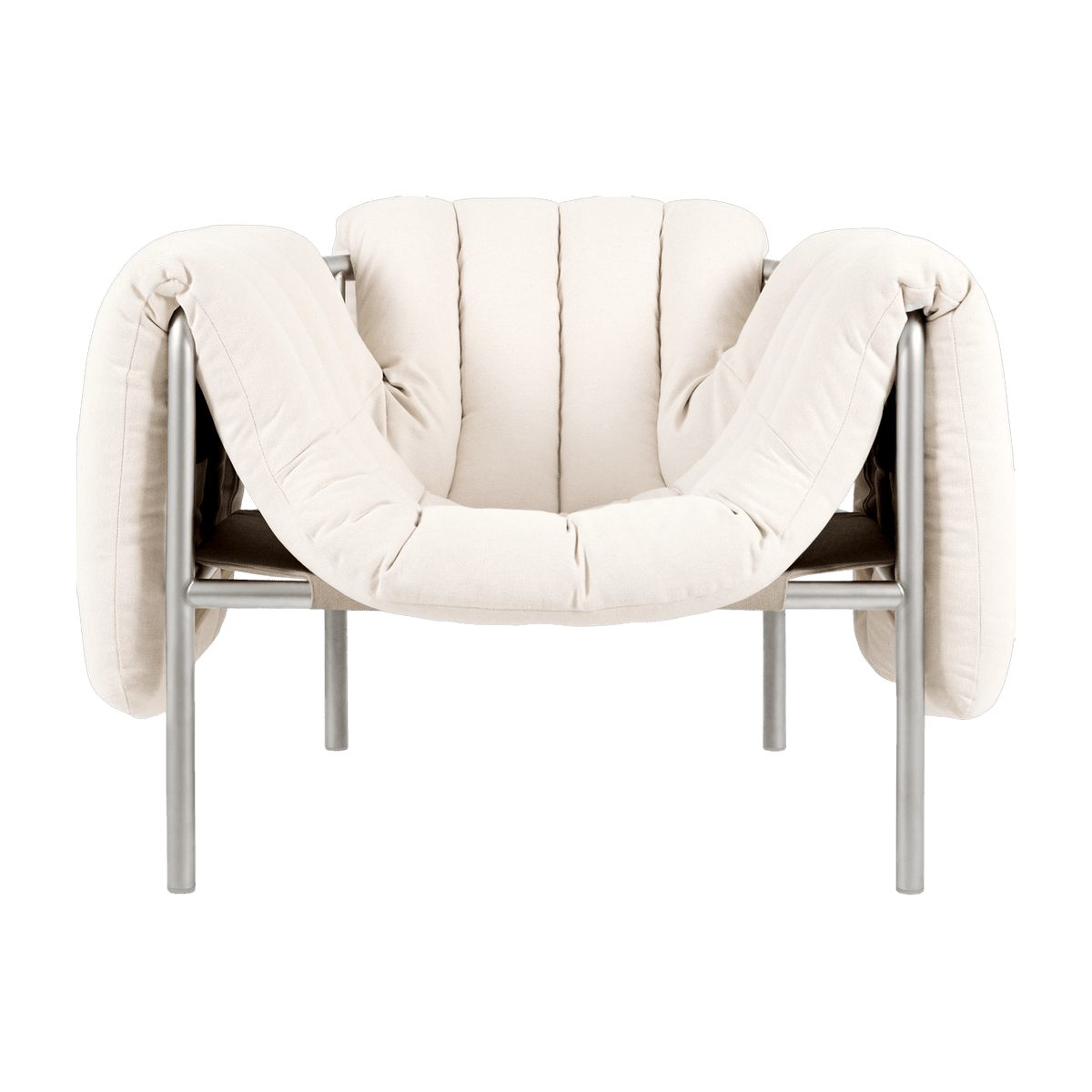 Fauteuil lounge en coton naturel et acier Puffy - Hem - The Cool Republic