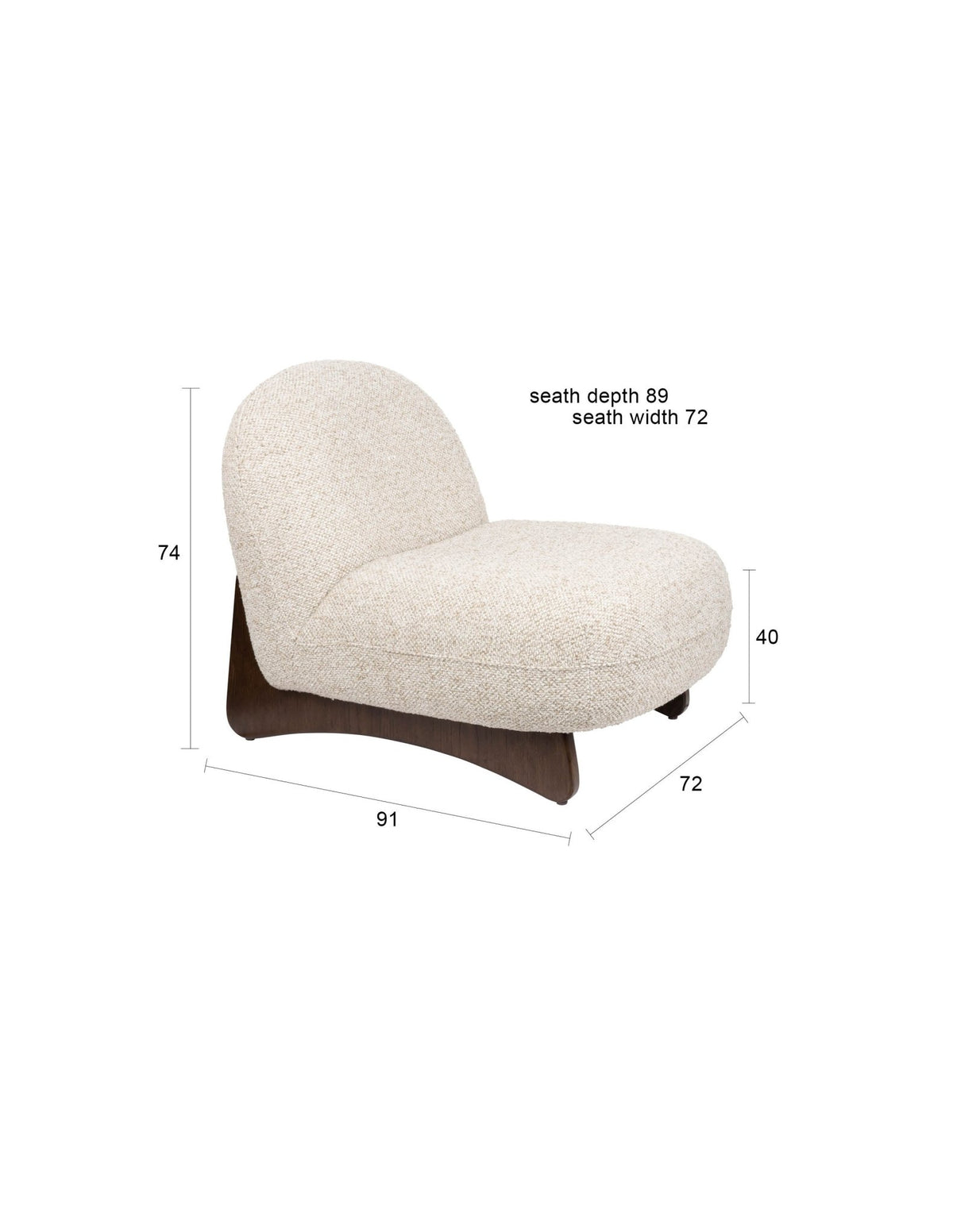 Fauteuil lounge en tissu beige et bois de frêne Loom - Dutchbone - The Cool Republic