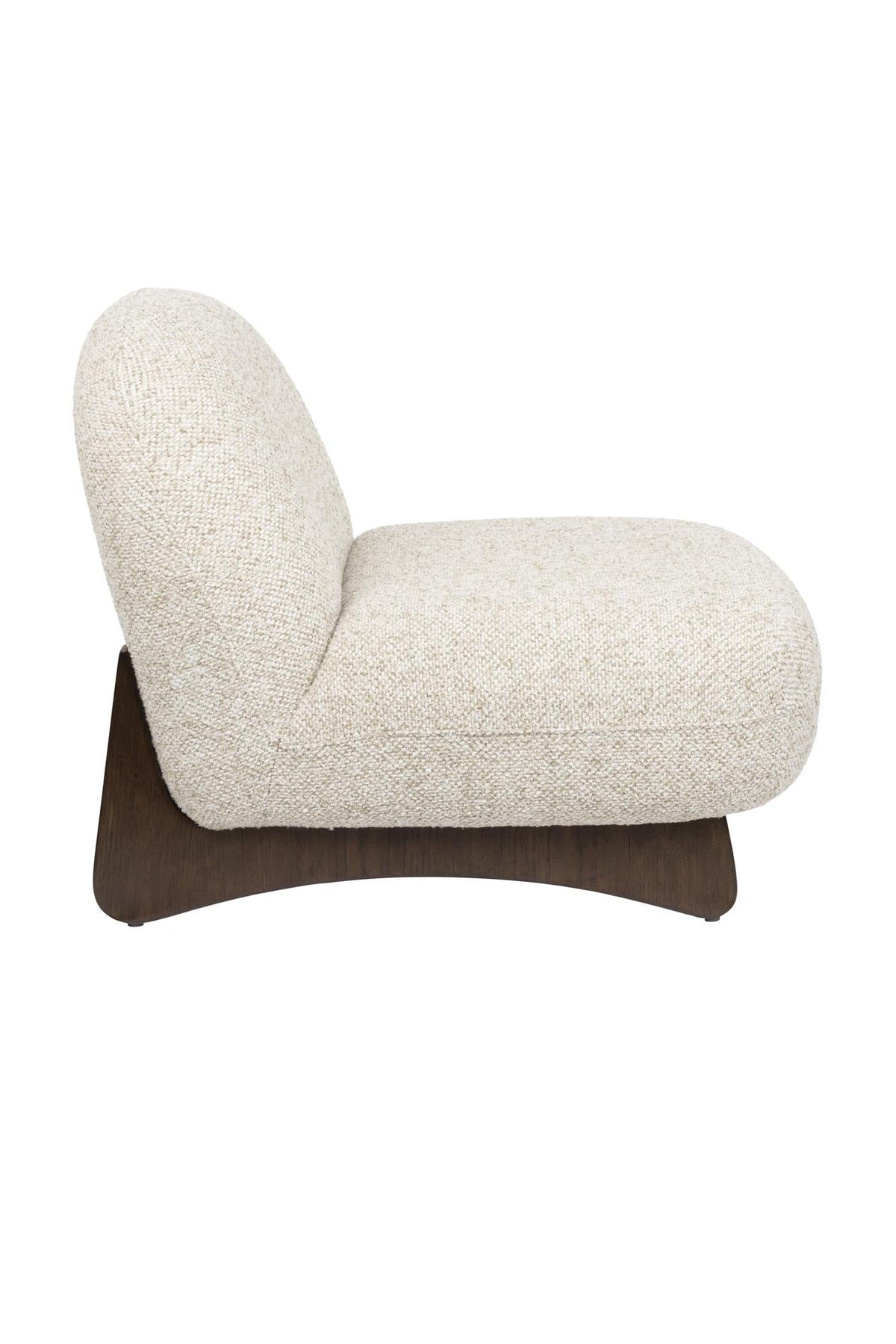 Fauteuil lounge en tissu beige et bois de frêne Loom - Dutchbone - The Cool Republic