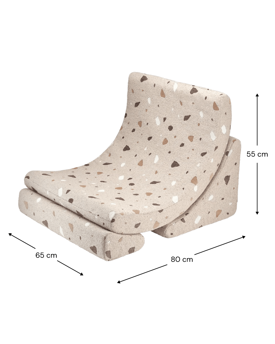 Fauteuil lune pour enfant en tissu beige Terrazzo - Wigiwama - The Cool Republic