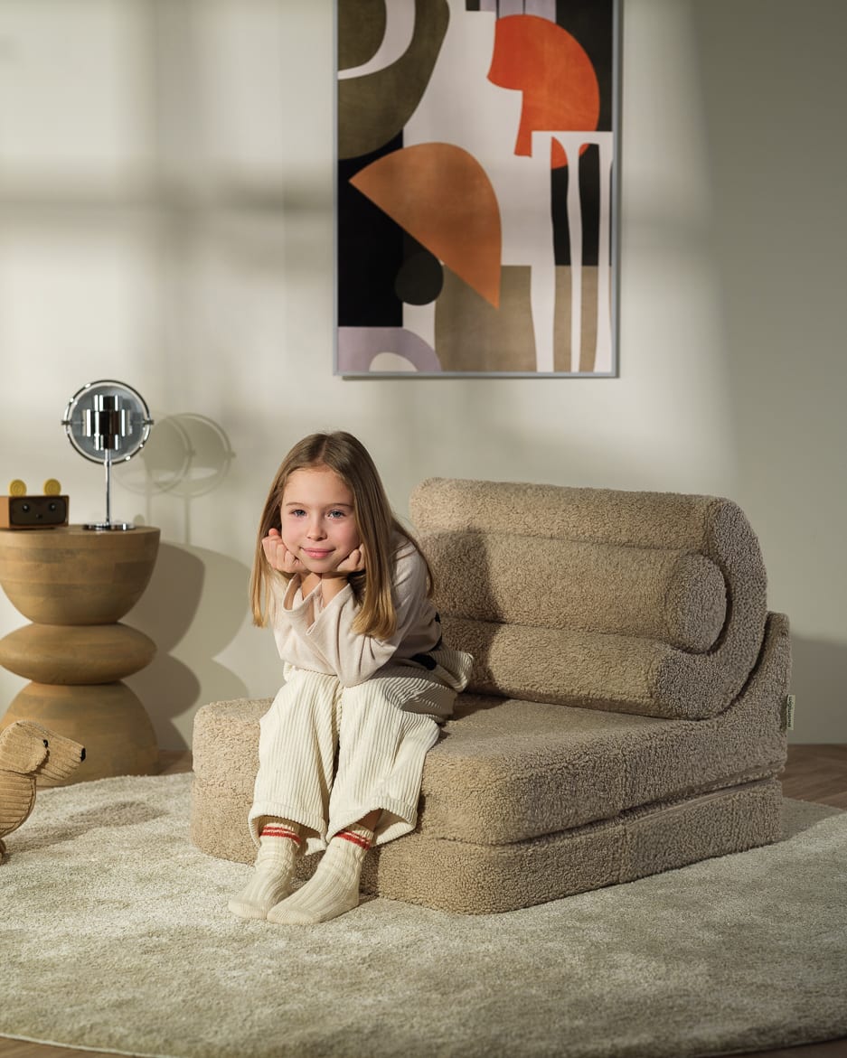 Fauteuil modulable en tissu pelucheux beige 67x78x57cm Flipster - Wigiwama — vue 3