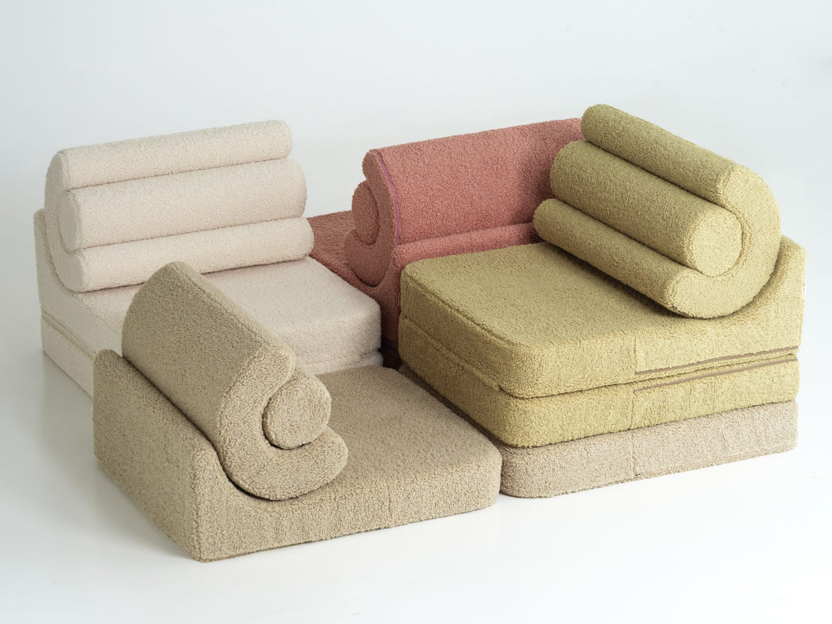 Fauteuil modulable en tissu pelucheux beige 67x78x57cm Flipster - Wigiwama — vue 5