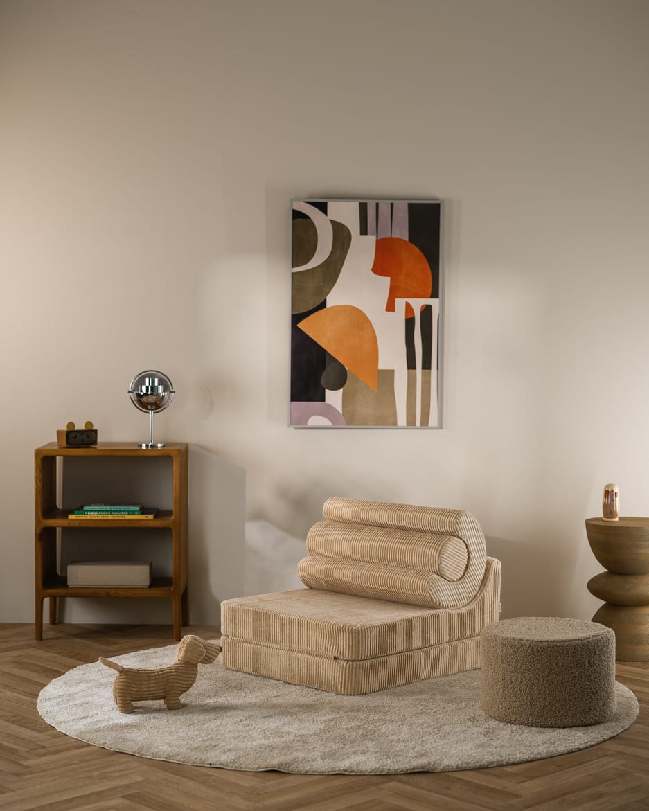 Fauteuil modulable en velours côtelé beige 67x78x57cm Flipster - Wigiwama — vue 2