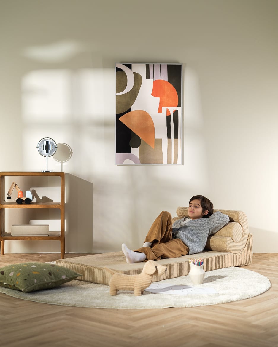 Fauteuil modulable en velours côtelé beige 67x78x57cm Flipster - Wigiwama — vue 4