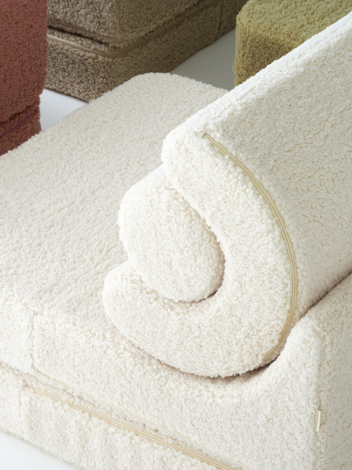 Fauteuil modulable en velours côtelé blanc cassé 70x80x50cm Flipster - Wigiwama — vue 7