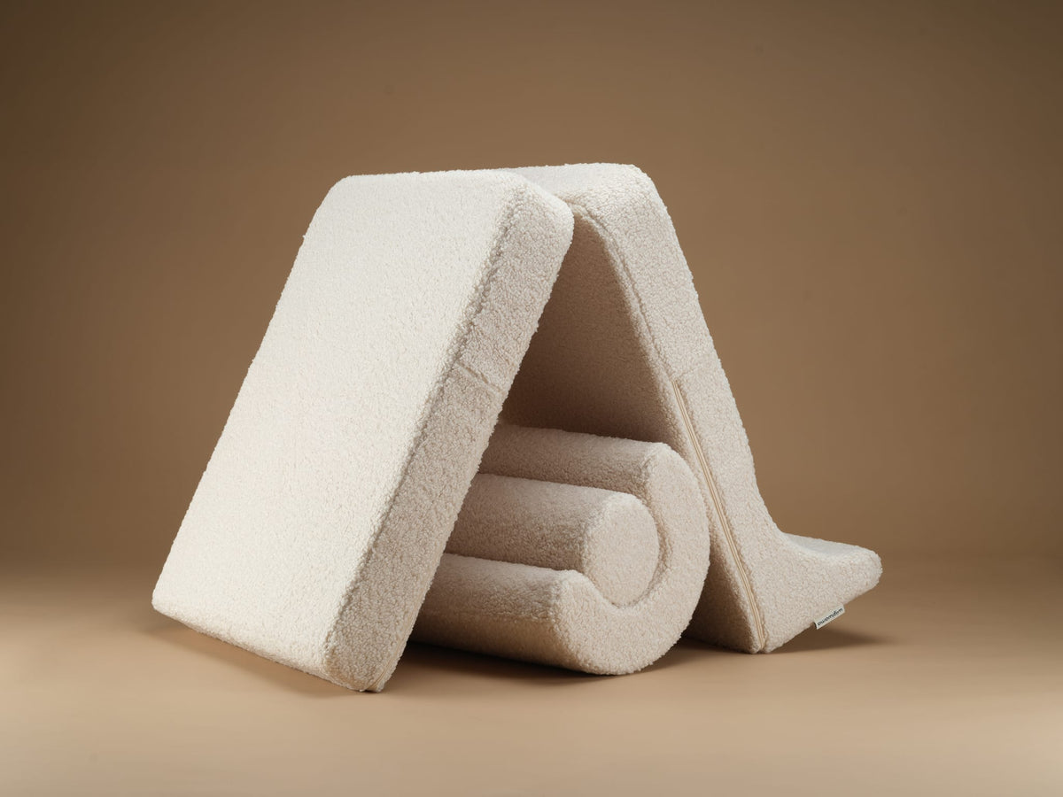 Fauteuil modulable en velours côtelé blanc cassé 70x80x50cm Flipster - Wigiwama — vue 9