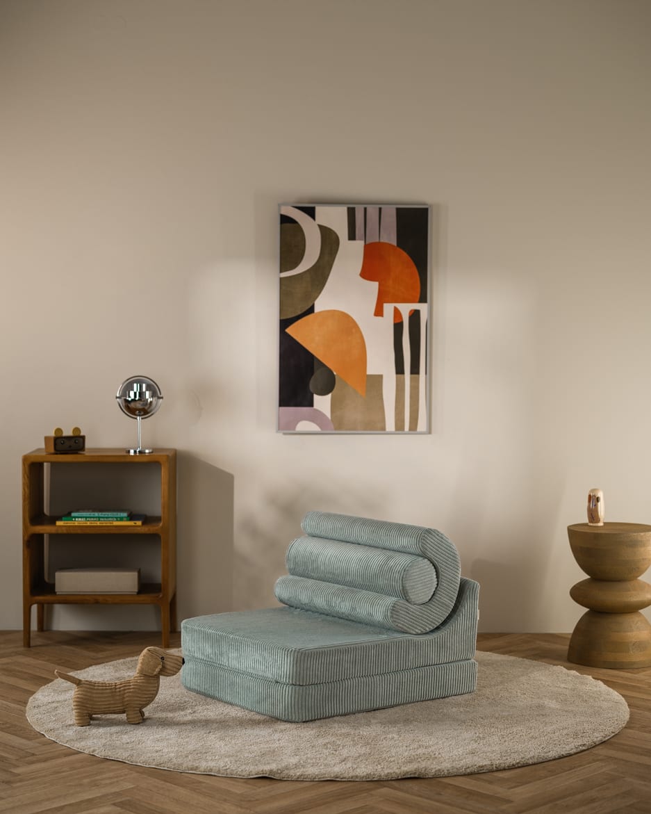 Fauteuil modulable en velours côtelé bleu 67x78x57cm Flipster - Wigiwama — vue 2