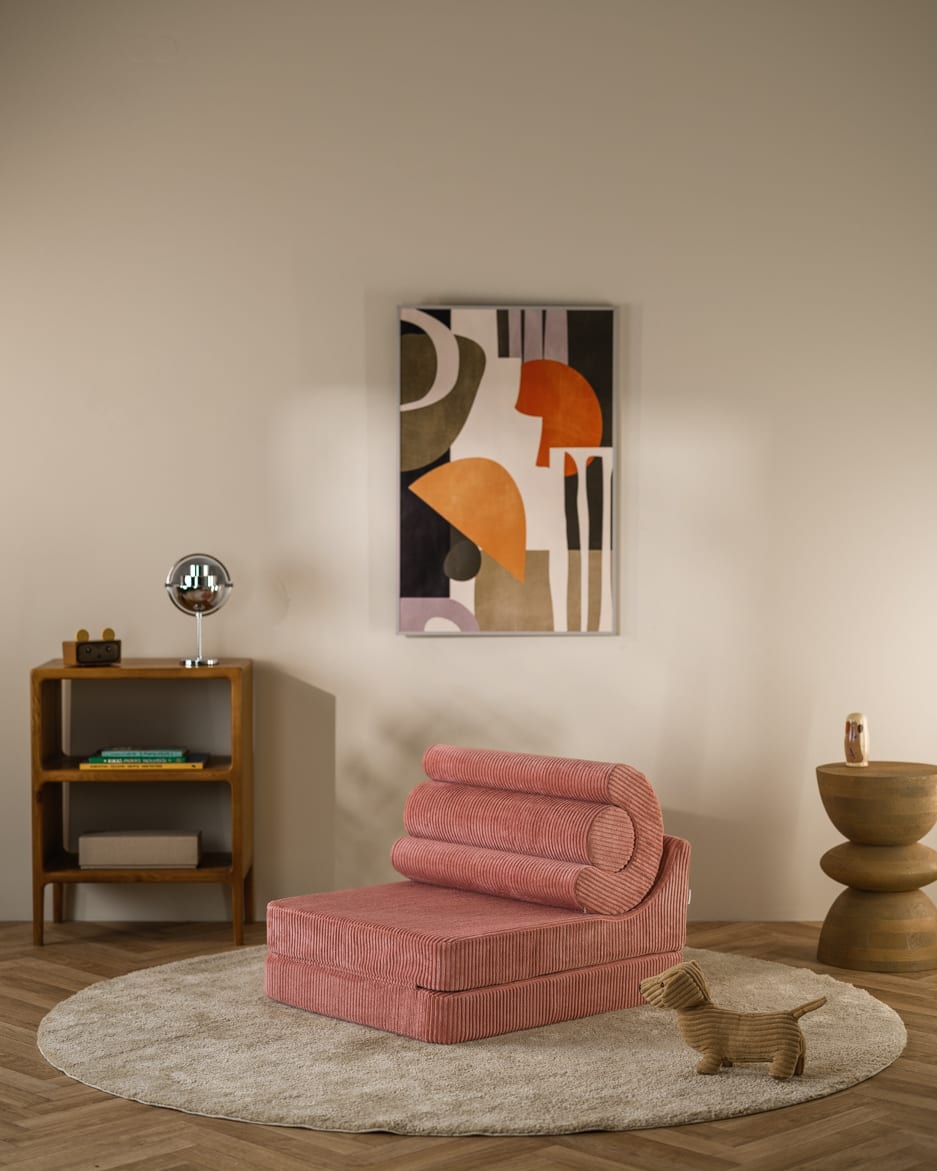 Fauteuil modulable en velours côtelé rose 67x78x57cm Flipster - Wigiwama — vue 2
