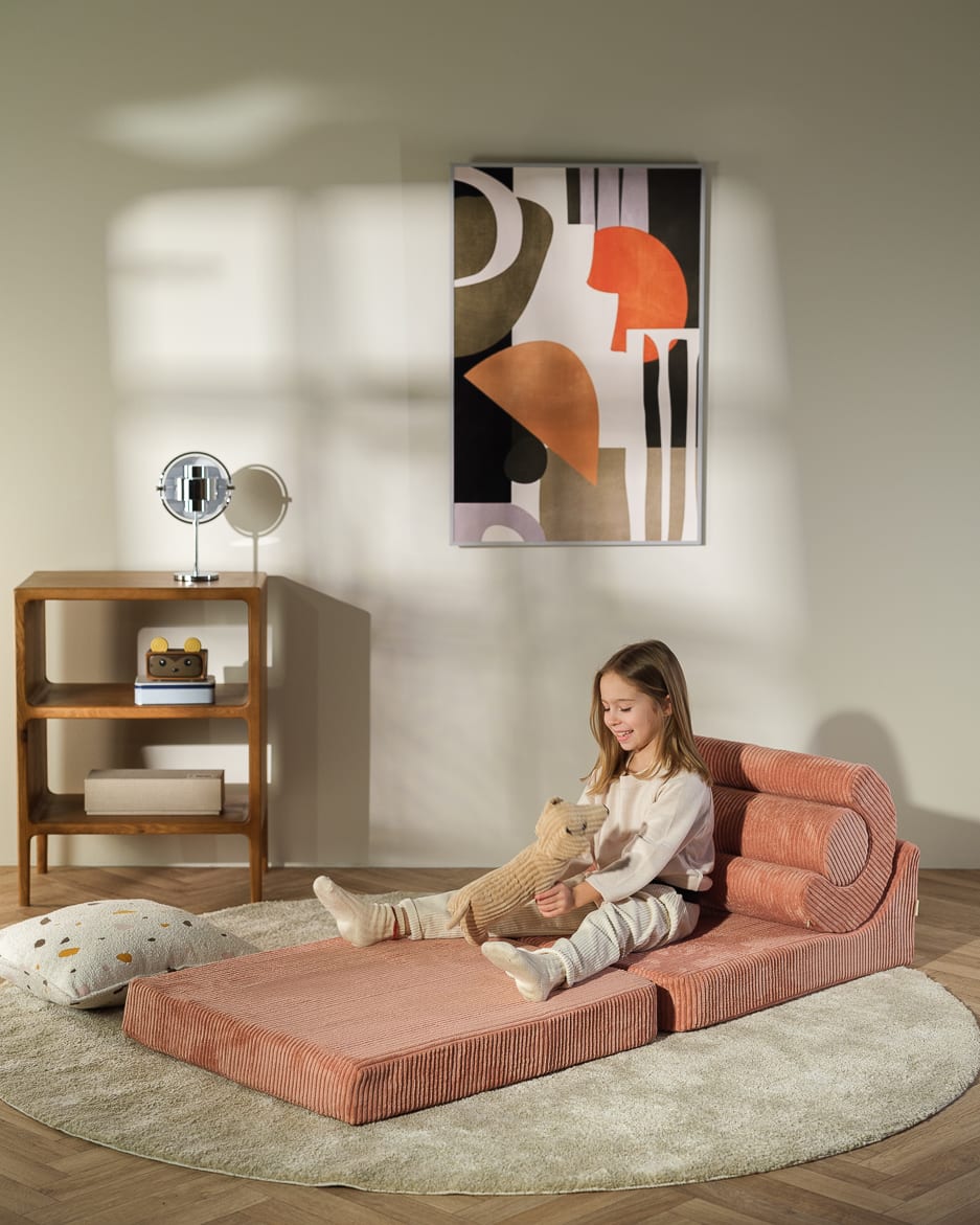 Fauteuil modulable en velours côtelé rose 67x78x57cm Flipster - Wigiwama — vue 3