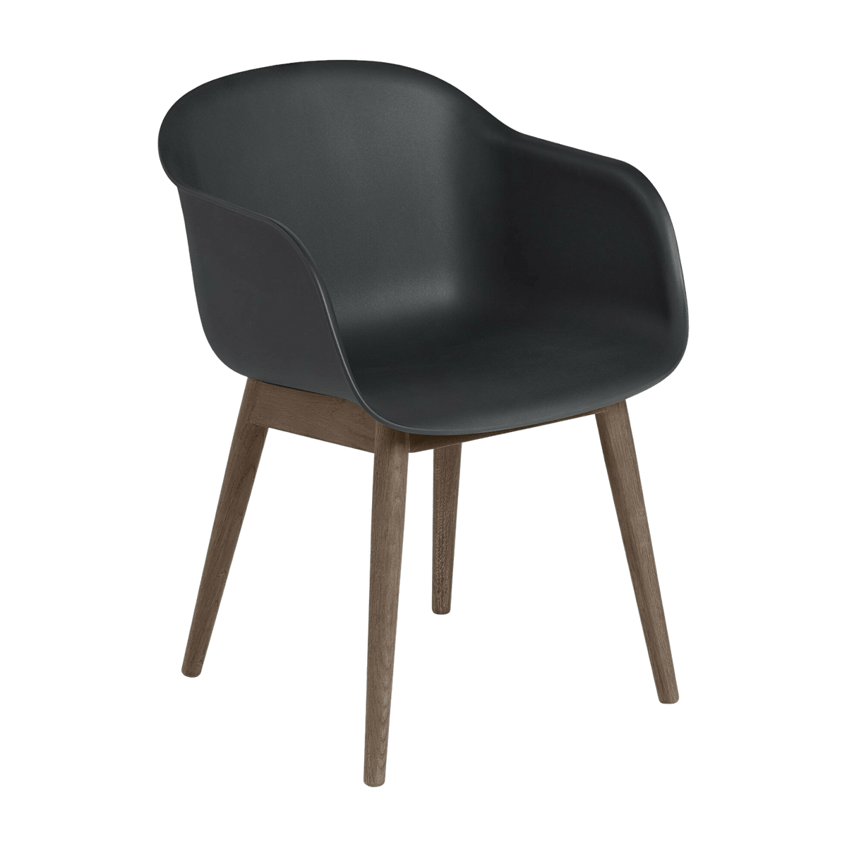 Fauteuil noir piétement en chêne Fiber - Muuto - The Cool Republic