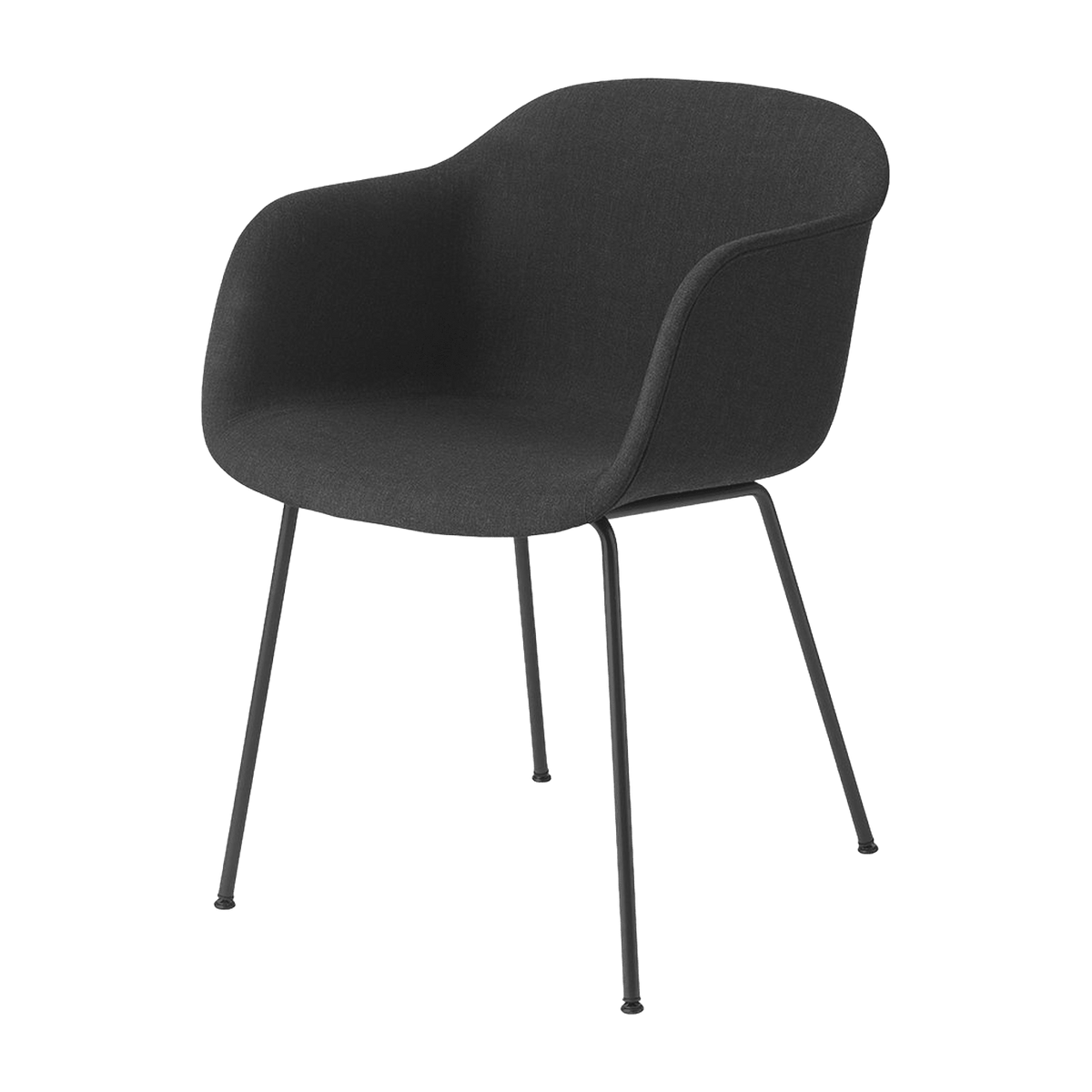 Fauteuil noir piétement tubes et assise textile Fiber - Muuto - The Cool Republic