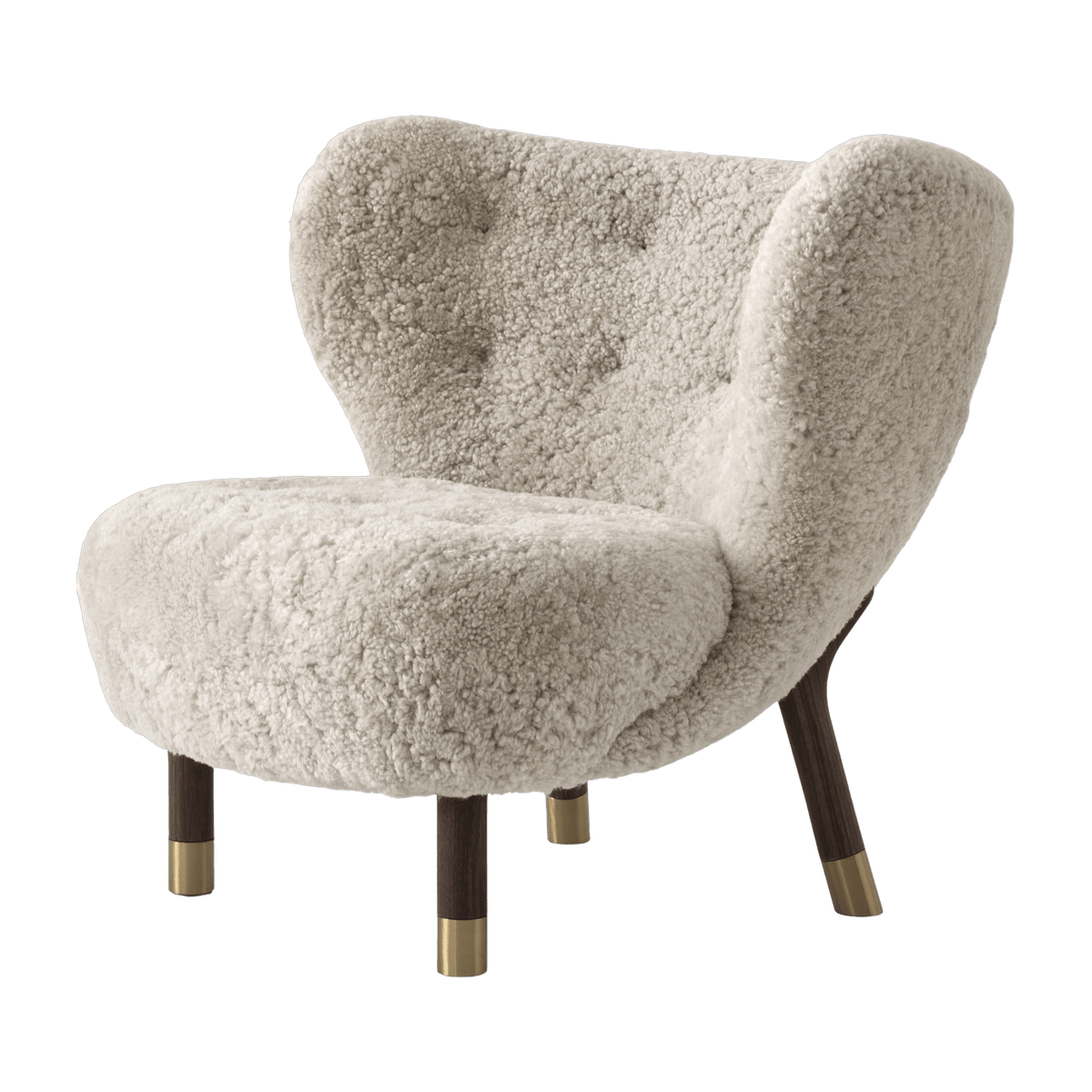 Walnut and Sheepskin Armchair with Brass Details Little Petra VB1 Limited Edition - &tradition - The Cool Republic