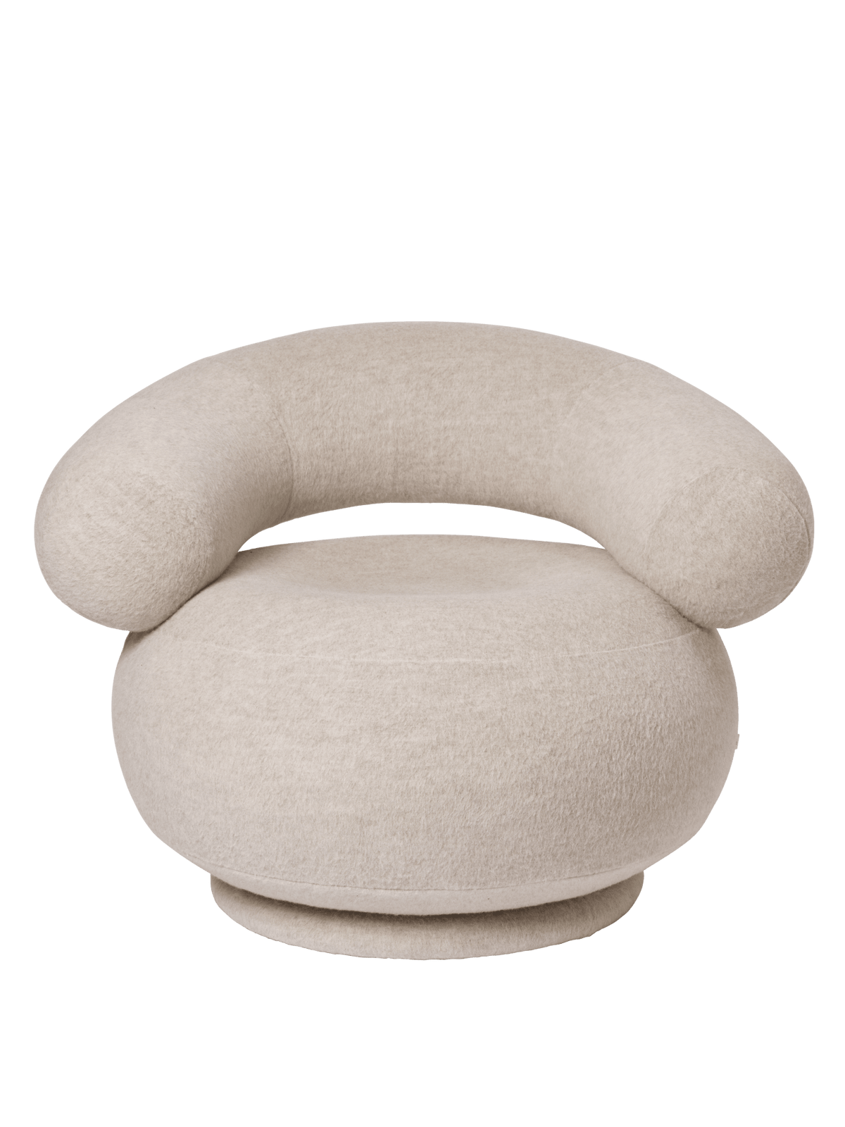 Fauteuil pivotant en alpaga doux beige naturel Orbo - Ferm Living - The Cool Republic