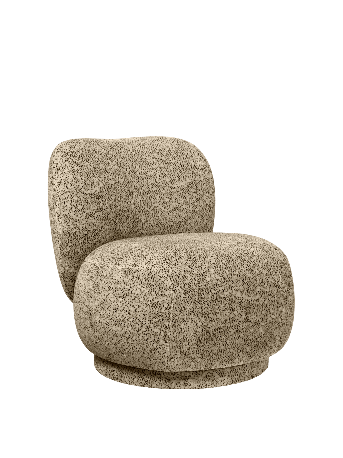 Fauteuil pivotant en velours poppy beige et noir Ricco Piccolo - Ferm Living - The Cool Republic