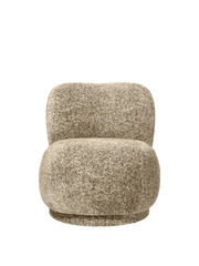 Fauteuil pivotant en velours poppy beige et noir Ricco Piccolo - Ferm Living - The Cool Republic