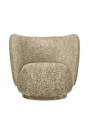 Fauteuil pivotant en velours poppy beige et noir Rico - Ferm Living - The Cool Republic