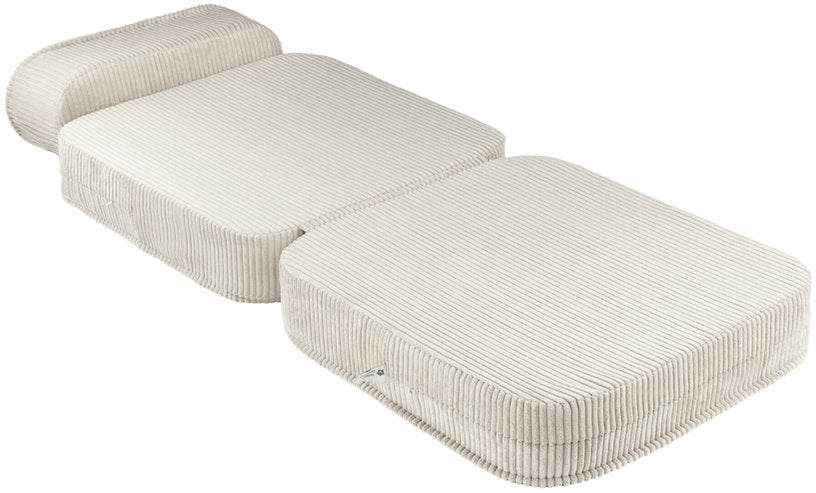 Fauteuil pliable en velours côtelé blanc marshmallow 150 x 60 cm - Wigiwama - The Cool Republic