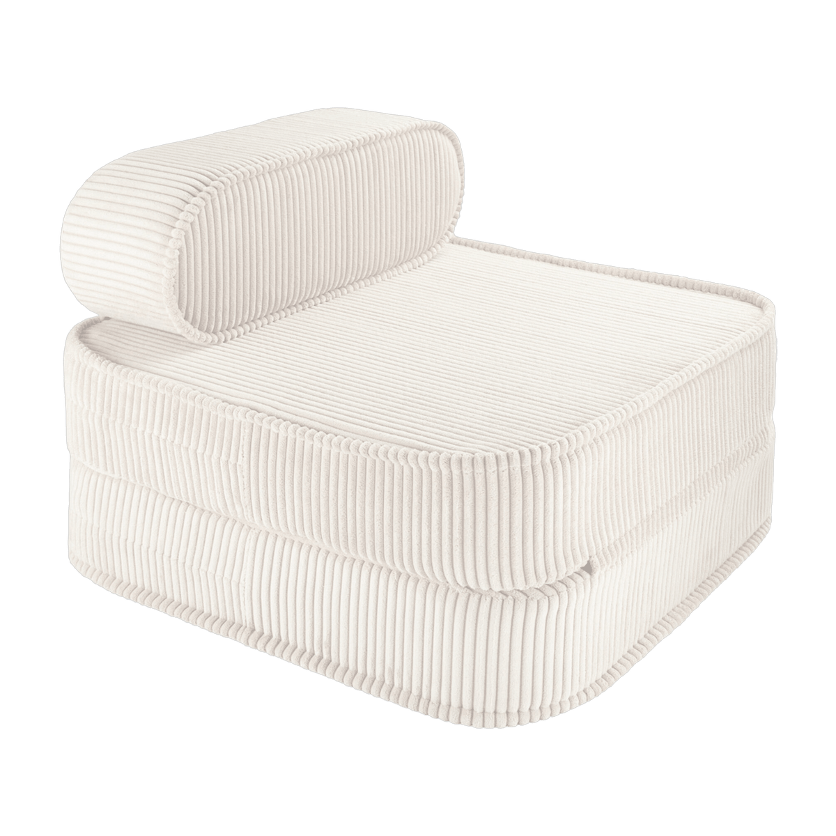 Fauteuil pliable en velours côtelé blanc marshmallow 150 x 60 cm - Wigiwama - The Cool Republic