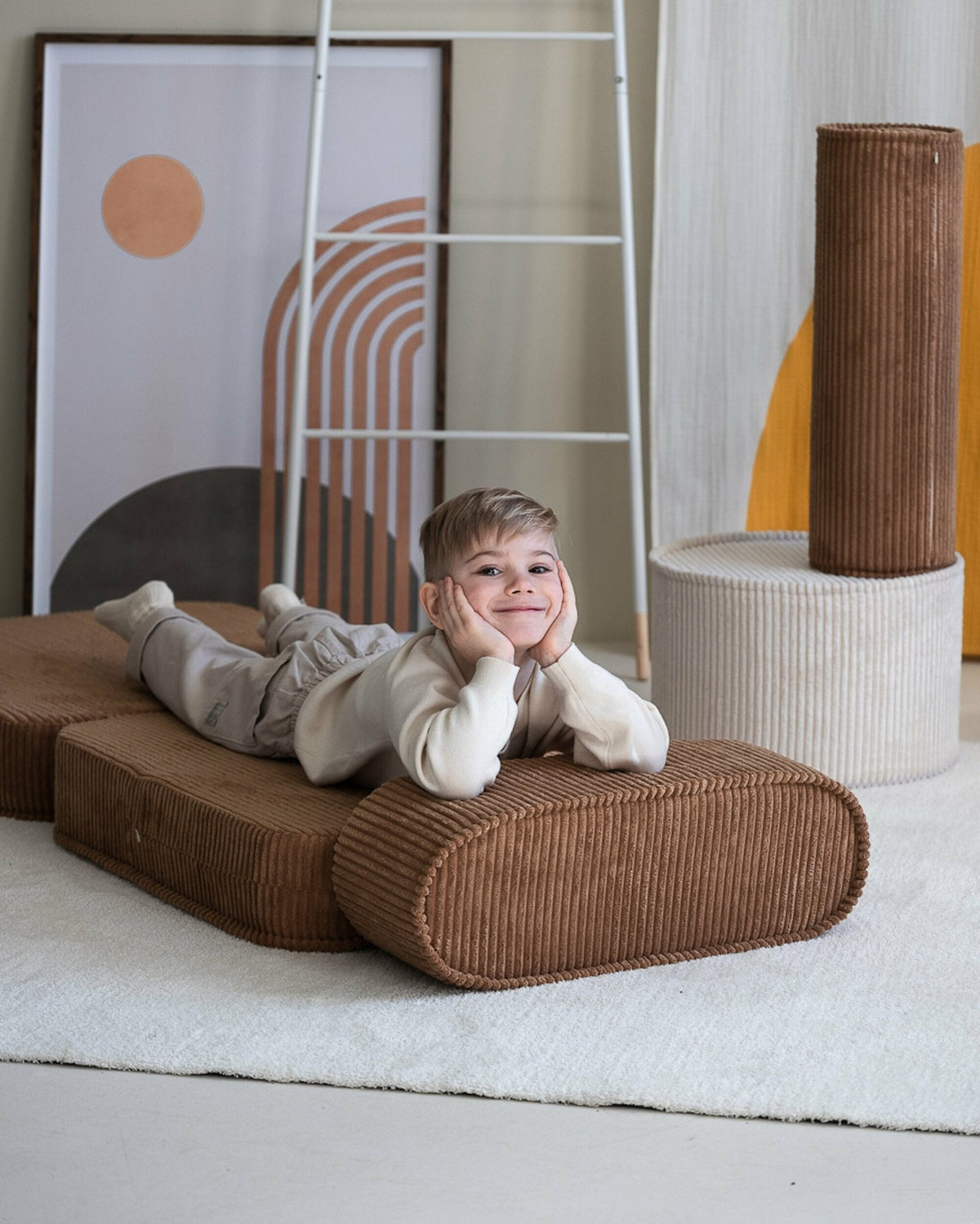Fauteuil pliable en velours côtelé toffee 150 x 60 cm - Wigiwama - The Cool Republic