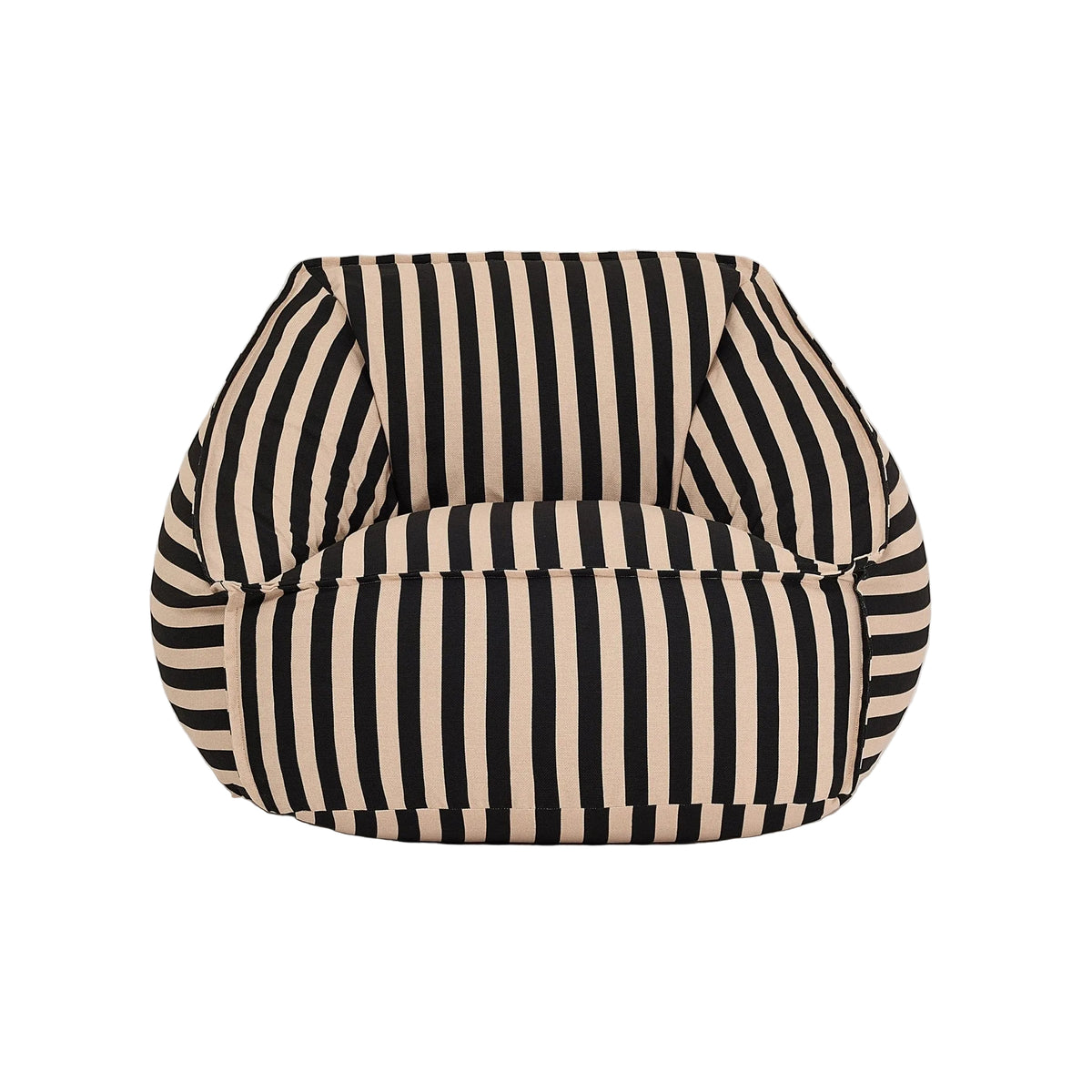 Fauteuil pouf en coton à rayures noir et beige 105 x 105 x 60 cm Ziggy - Nobodinoz - The Cool Republic
