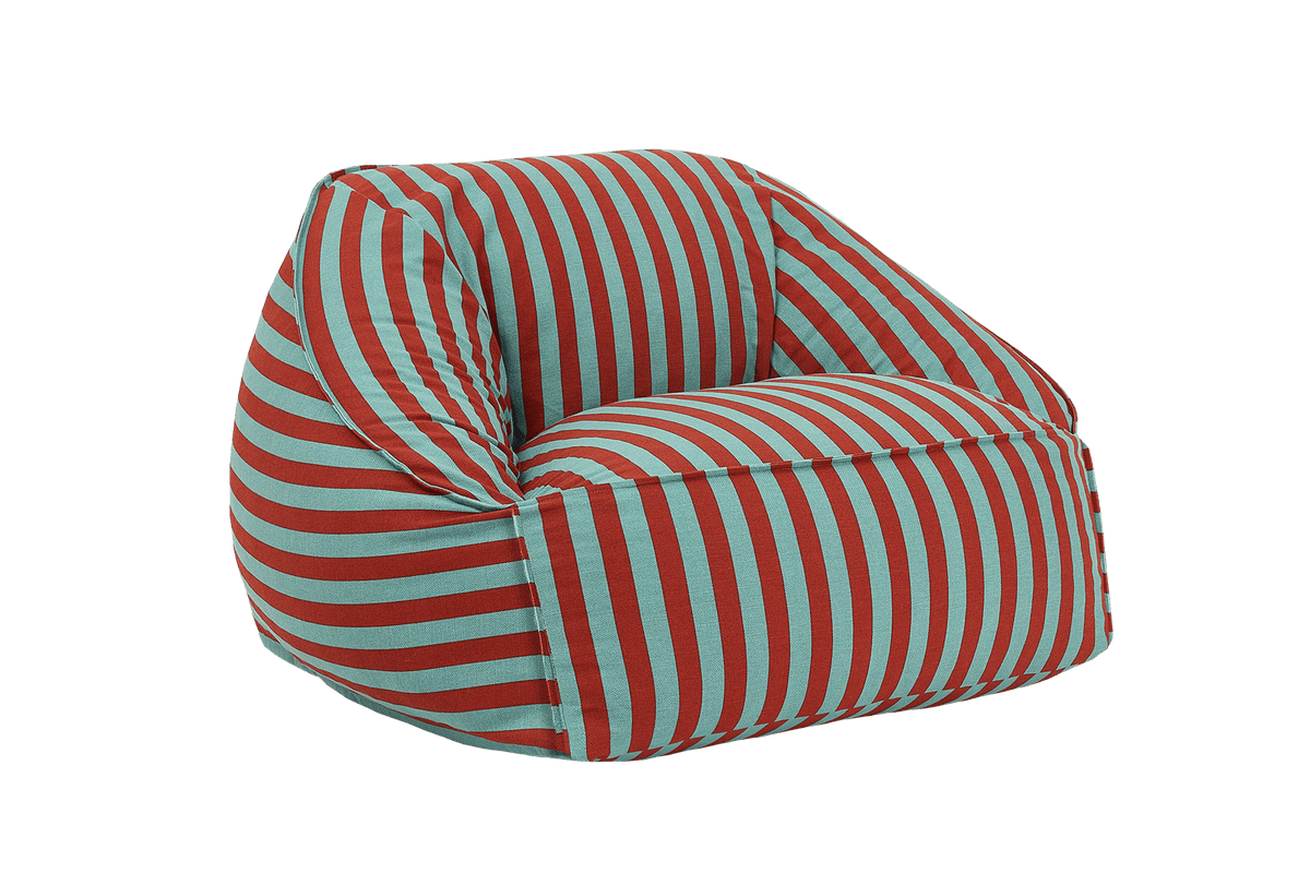 Fauteuil pouf en coton à rayures rouge et vert 105 x 105 x 60 cm Ziggy - Nobodinoz - The Cool Republic