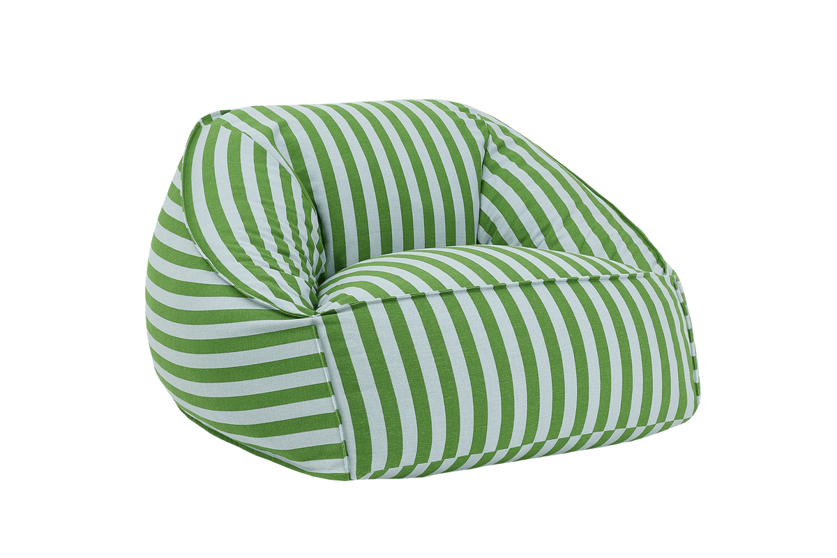 Fauteuil pouf en coton à rayures vert et bleu 105 x 105 x 60 cm Ziggy - Nobodinoz - The Cool Republic