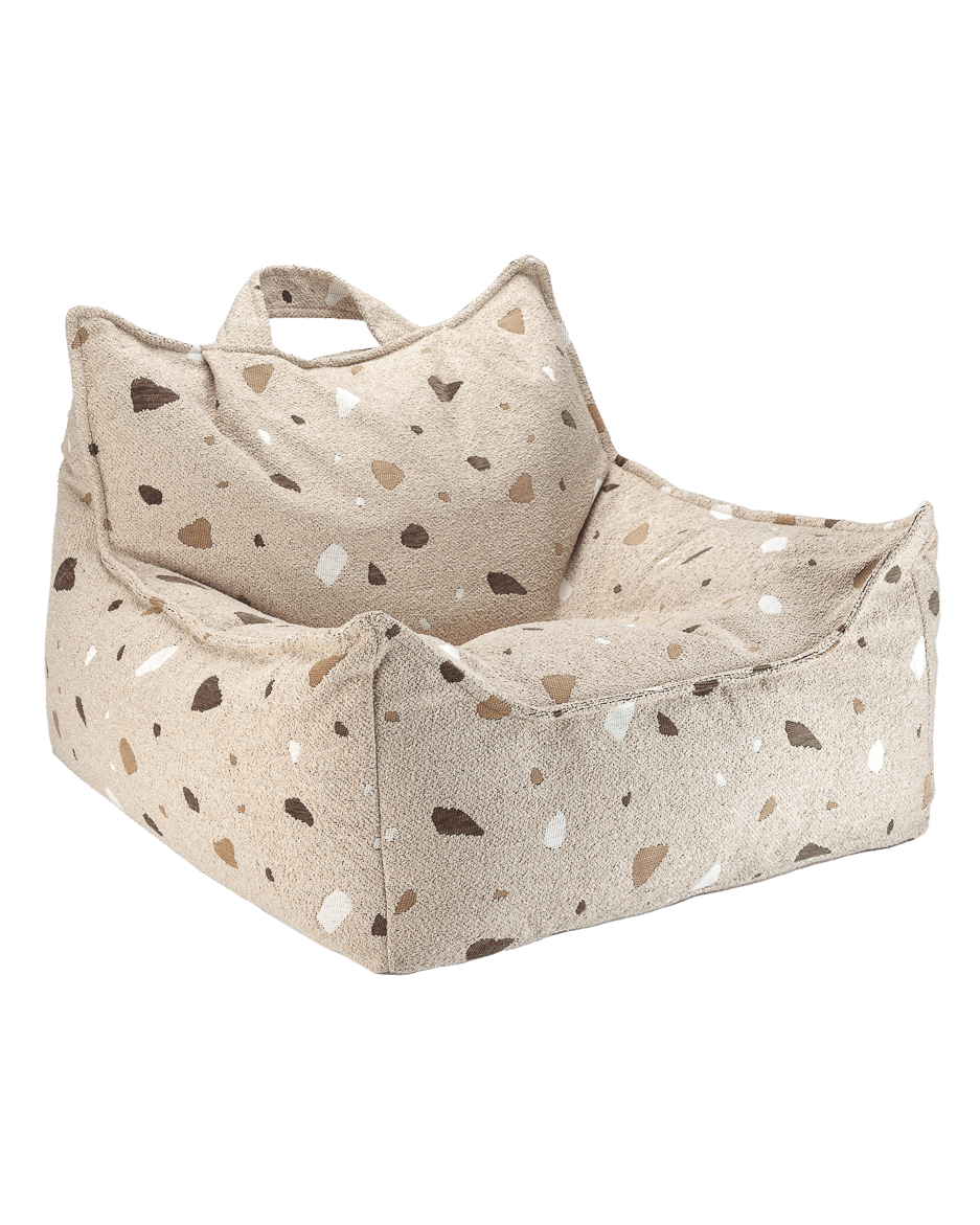 Fauteuil pouf poire pour enfant en tissu beige Terrazzo - Wigiwama - The Cool Republic