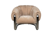Fauteuil rétro en velours marron et acier chromé Marly - Dutchbone - The Cool Republic