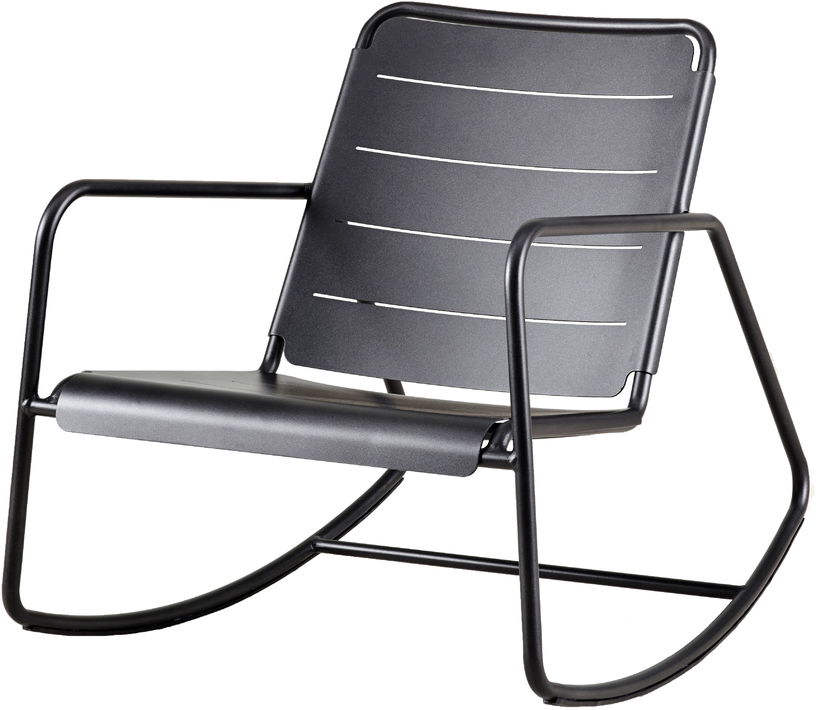 Fauteuil Rocking Chair en aluminium noir Copenhagen - Cane - Line - The Cool Republic