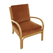 Fauteuil une place en rotin avec coussin de velours couleur ocre 66 x 80 x 80 - KOK - The Cool Republic