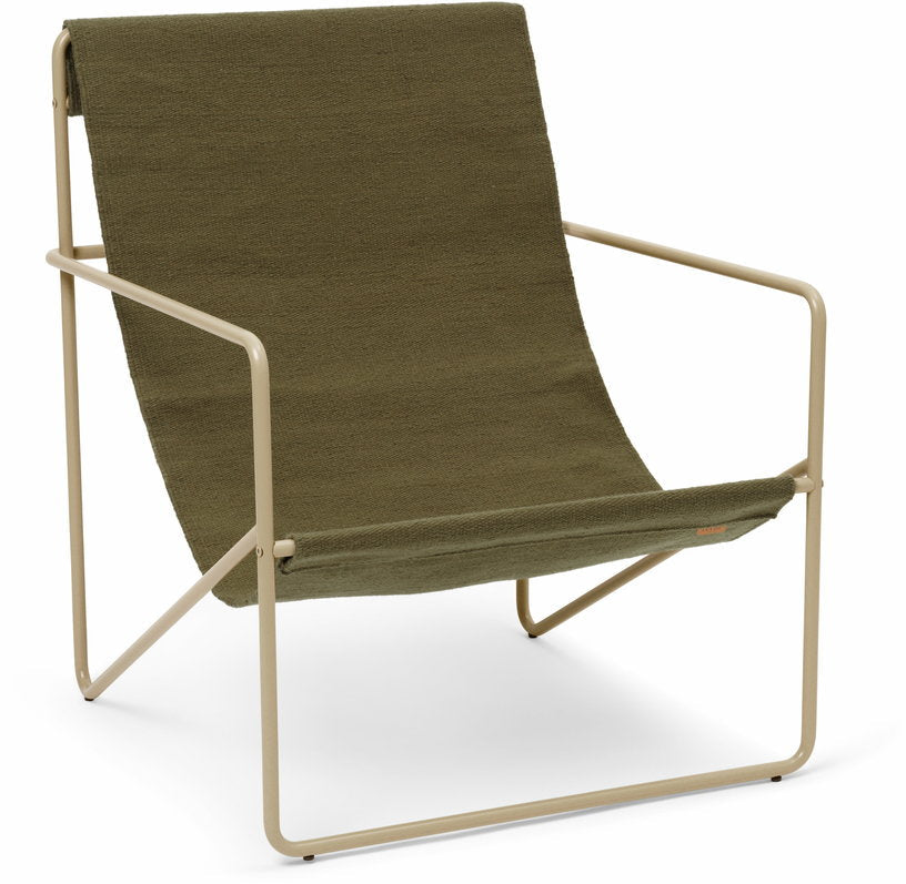 Fauteuil vert olive en métal beige 63 x 77,5 x 66 cm Desert - Ferm Living - The Cool Republic