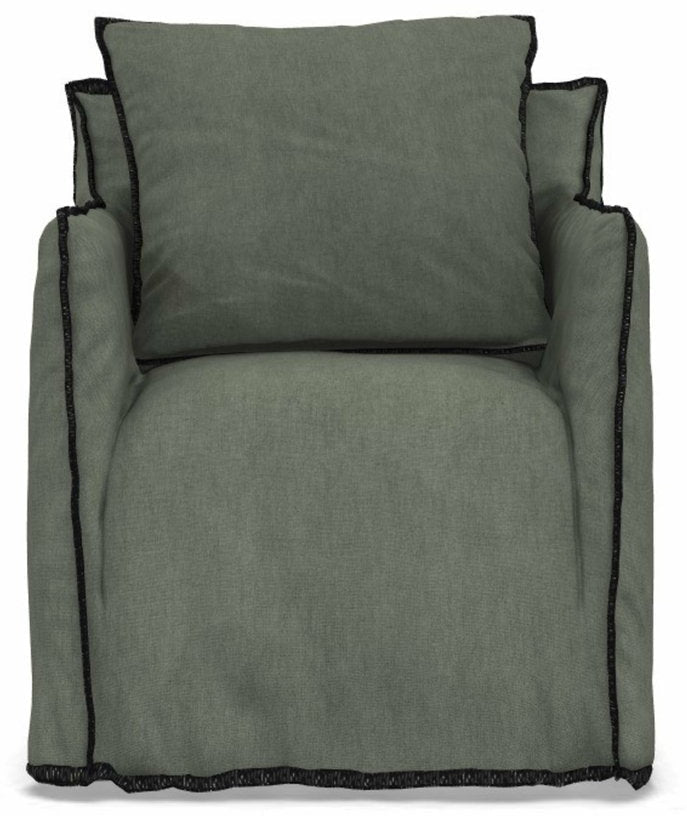 Fauteuil vert sauge surpiqûres noires Ghost 05 - Gervasoni - The Cool Republic