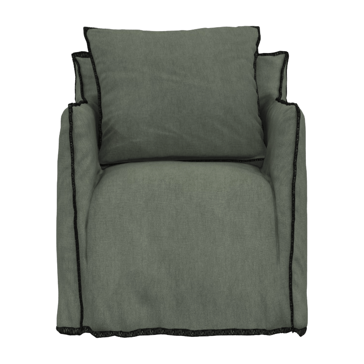 Fauteuil vert sauge surpiqûres noires Ghost 05 - Gervasoni - The Cool Republic