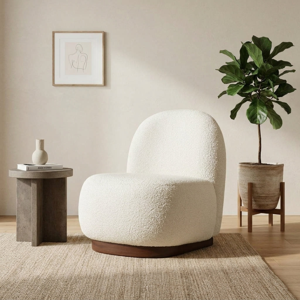 Sillón de tela texturizada blanco crema 85x74x75cm Tina - The Cool Republic