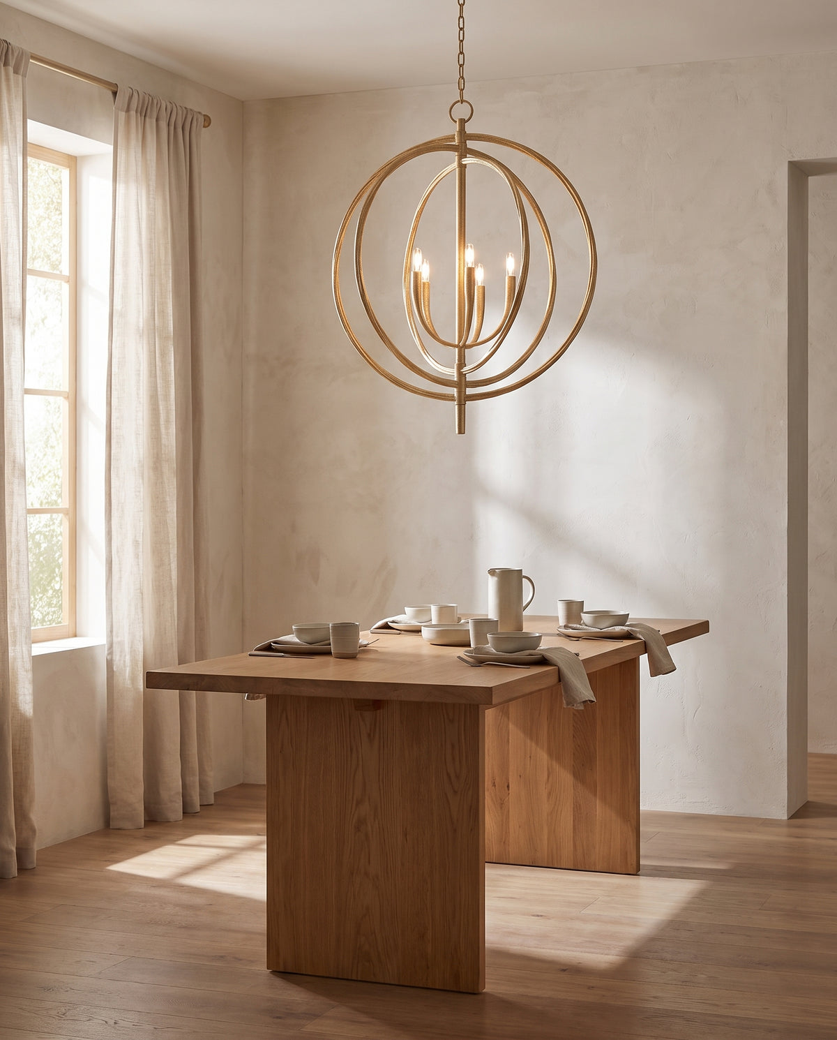 Suspension feuille d'or ancienne 76x95cm Fillea - Troy Lighting en situation