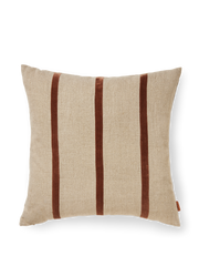 Cojín cuadrado de lino beige con rayas de terciopelo marrón 50x50cm Senti - Ferm Living