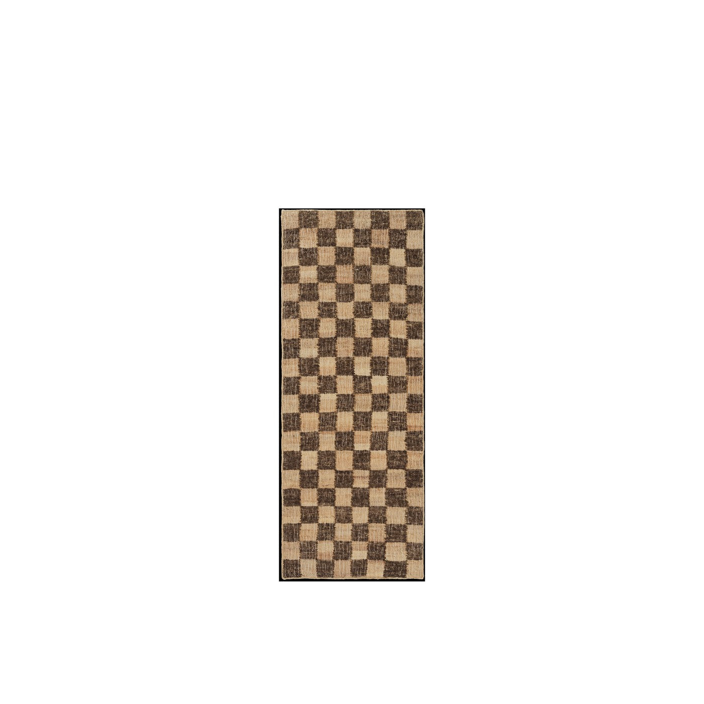 Rechteckiger karierter Juteteppich Café 70x180cm Check - Ferm Living
