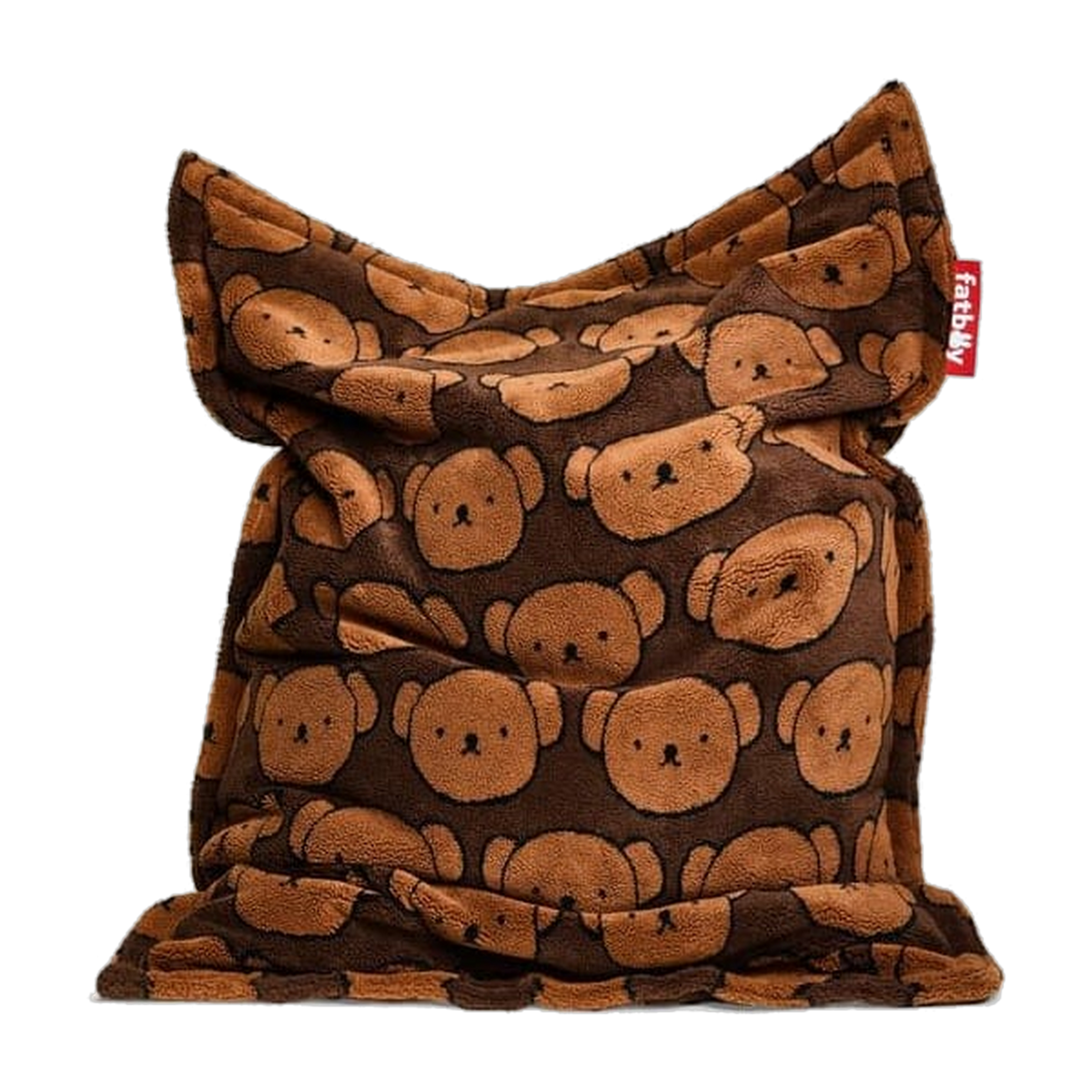Pouf pour enfant en tissu doux marron 155x120x2cm Original Slim Teddy x Boris - Fatboy