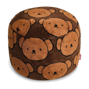 Pouf rotondo per bambini in tessuto morbido marrone 50x50x35cm Point Teddy x Boris - Fatboy