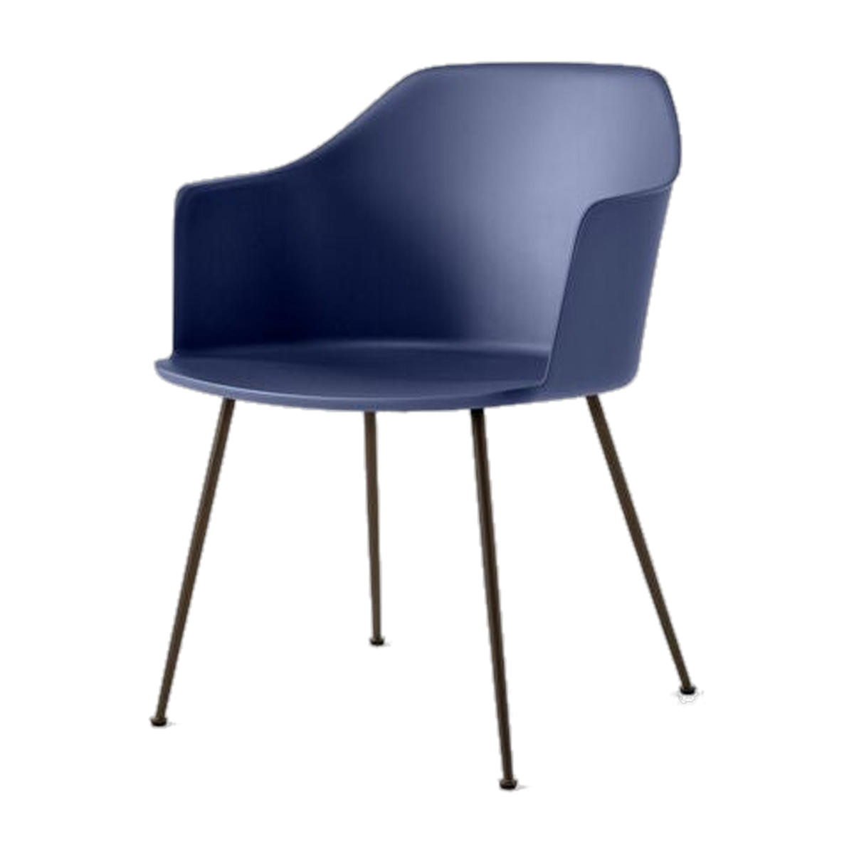 Chaise avec accoudoirs bleu nuit et acier bronze Rely HW33-HW34 - &tradition