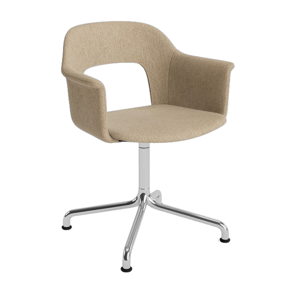 Chaise avec accoudoir en tissu Turf beige sable et aluminium pivotant 80x62x56cm Layout Armchair 254 - HAY