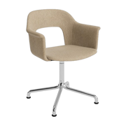 Sedia con braccioli in tessuto Turf beige sabbia e alluminio girevole 80x62x56cm Layout Armchair 254 - HAY