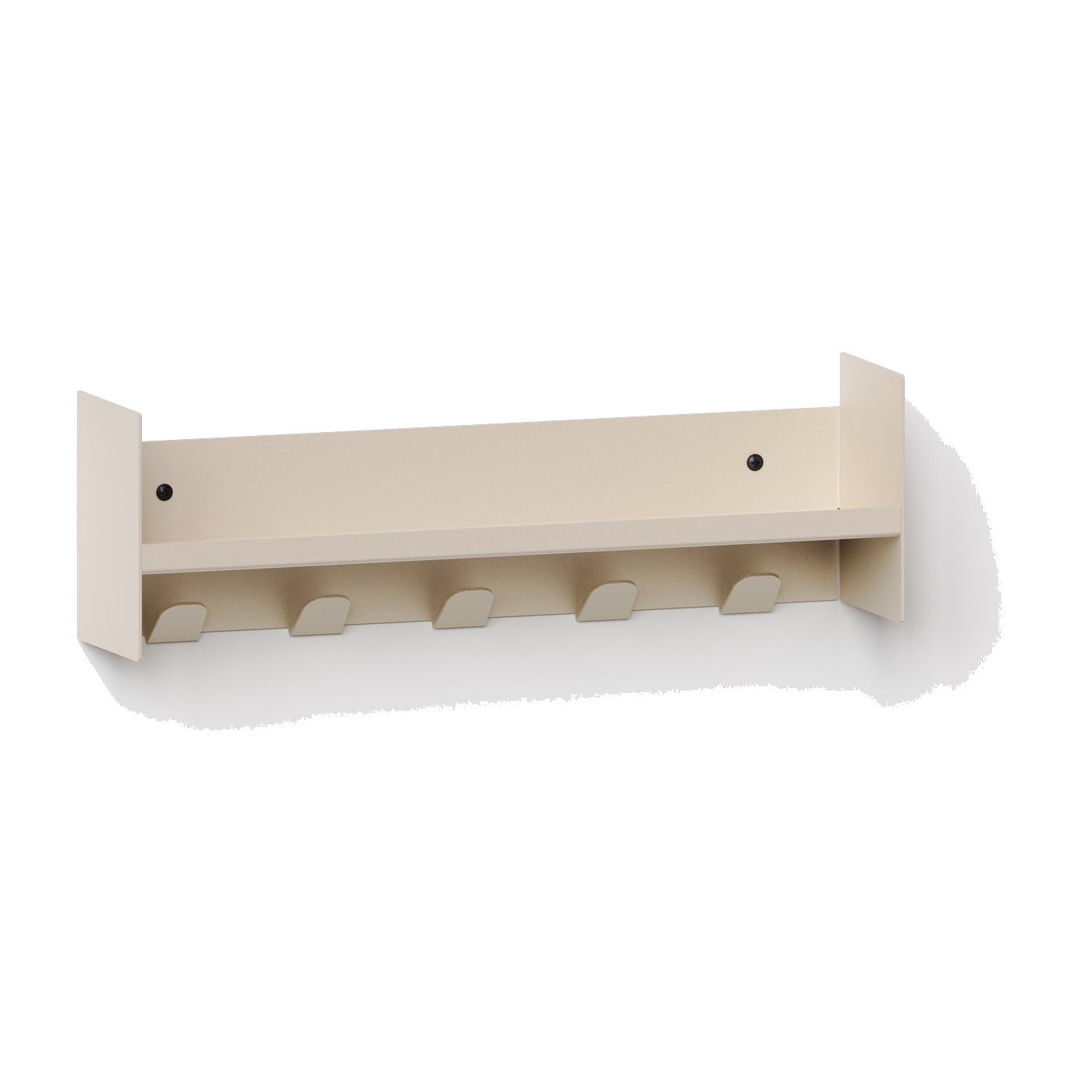 Etagère murale en acier blanc crème avec crochets 45x10cm Pli slim - TIPTOE