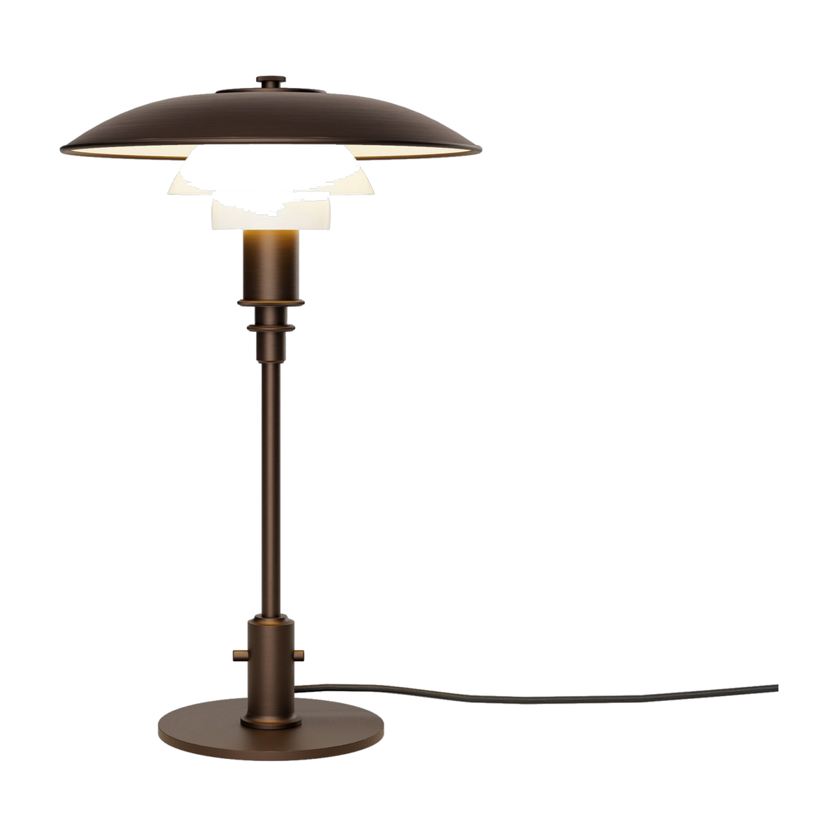 Lampada da tavolo in ottone invecchiato e vetro bianco opale PH 3-2 - Louis Poulsen