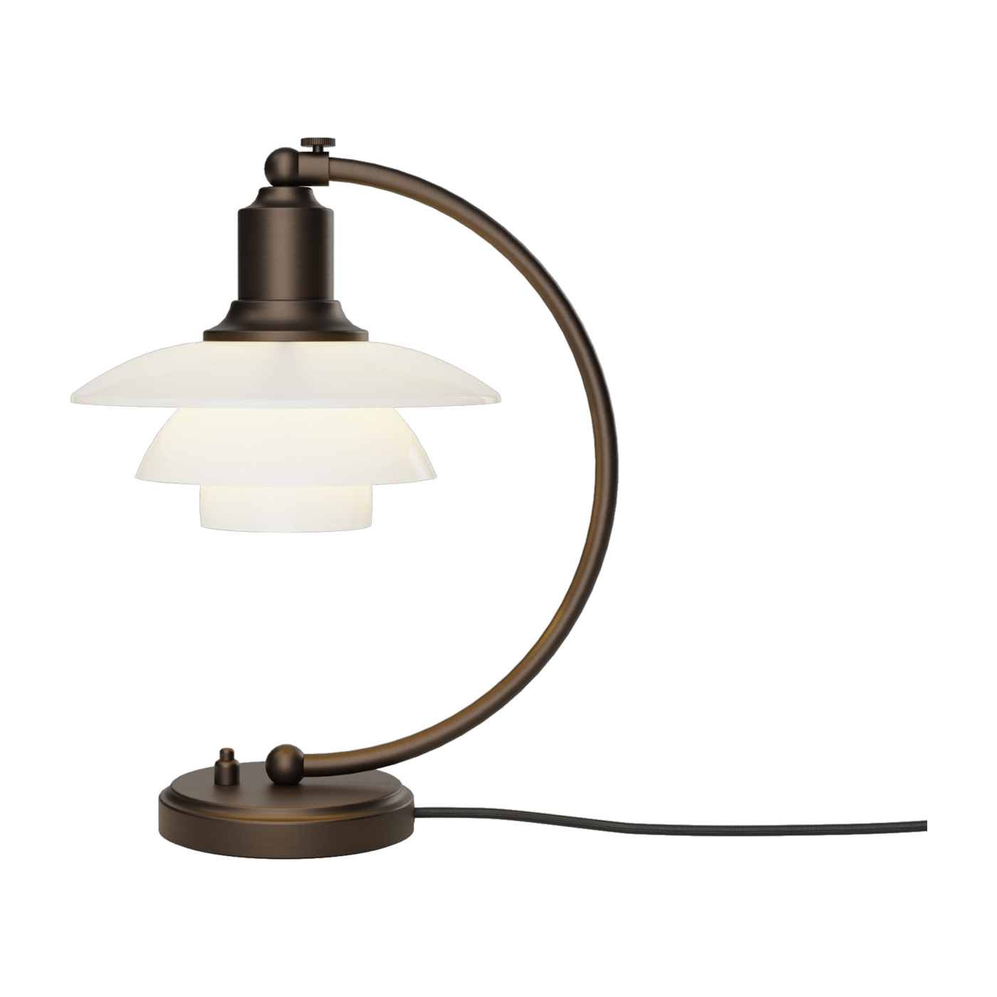 Lampada da tavolo in ottone invecchiato e vetro bianco opale PH 2-2 LUNA - Louis Poulsen